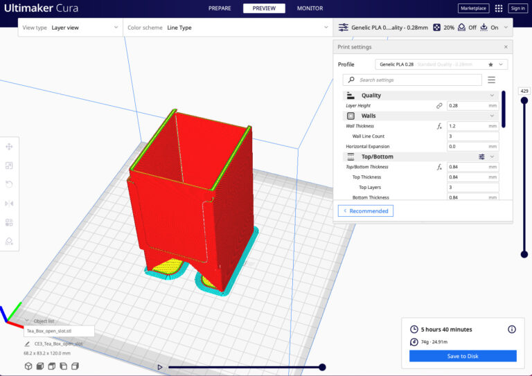 Ultimaker Cura スライス後
